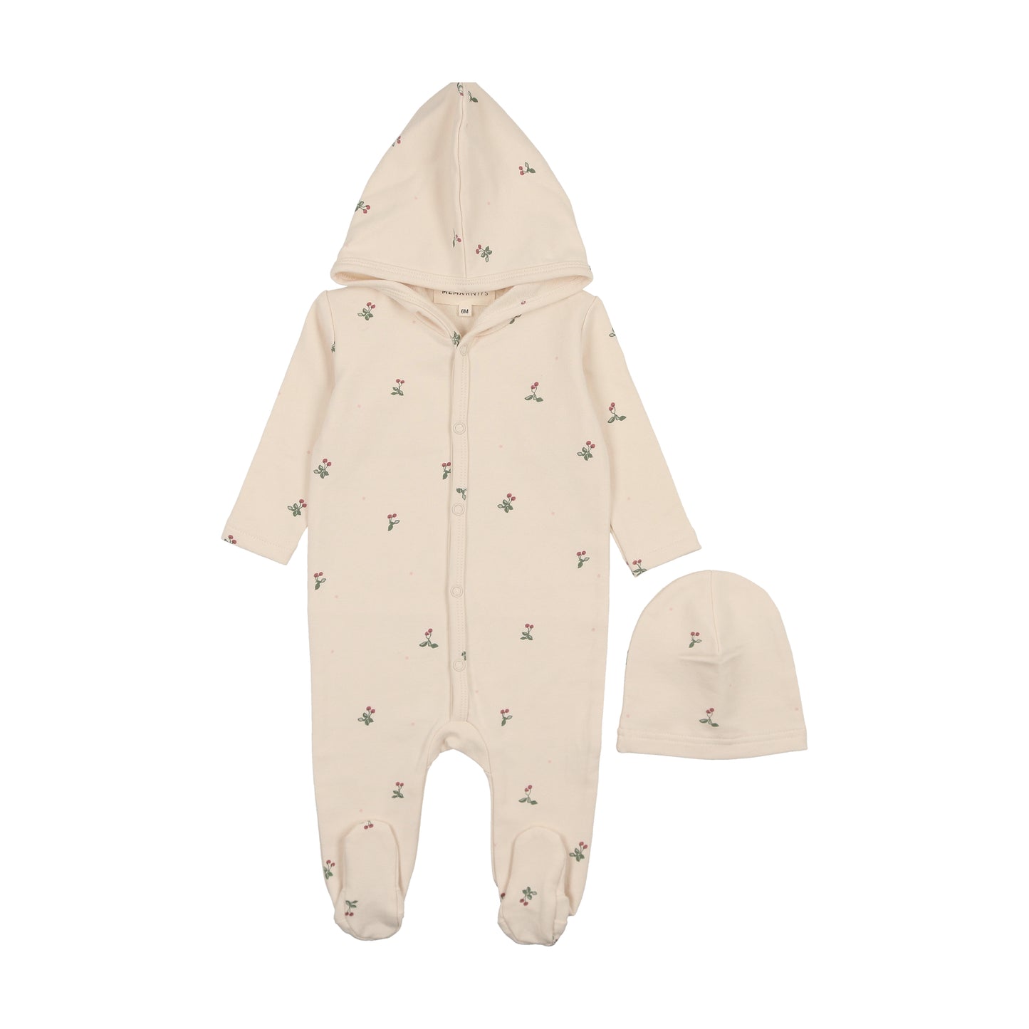 Mema Hooded Print Footie + Beanie M302 ( Sz 3M-12M)