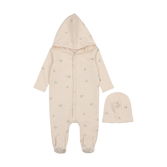 Mema Hooded Print Footie + Beanie M302 ( Sz 3M-12M)